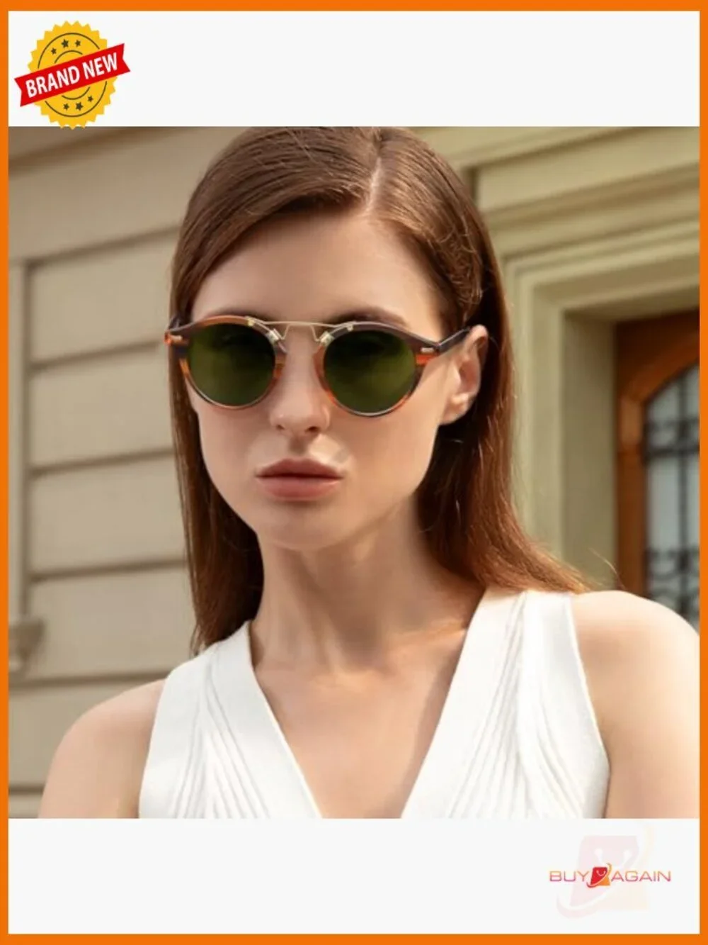 Retro Double Bridge Round Sunglasses for Women UV400 Polarized